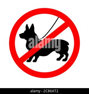 Schild, das den Zutritt mit einem Hund verbietet. Kein Hundeschild. Stock Vektor