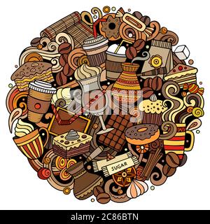 Cartoon Vektor Doodles Coffe Shop Illustration Stock Vektor