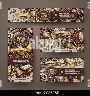 Corporate Identity Vektor-Vorlagen Set Design mit Kritzeln Hand gezeichnet Coffee Shop Thema Stock Vektor