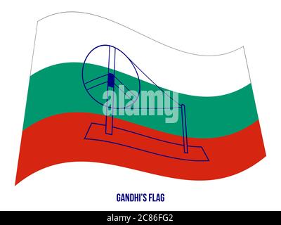 Gandhi's Flagge vorgestellt auf dem Kongress Konferenz 1921 Vector Illustration auf weißem Hintergrund. Stock Vektor