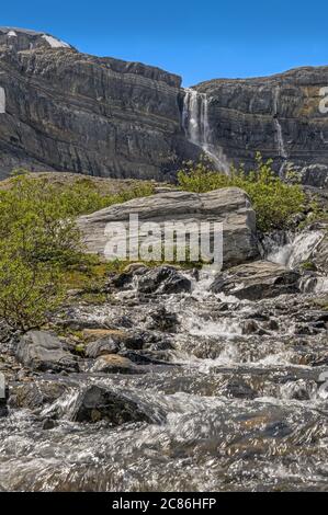 Bow Falls am Bow Glacier im Banff National Park, Alberta, Kanada Stockfoto
