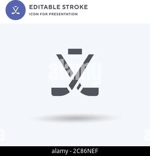 Hockey Sticks Icon Vektor, gefüllt flache Zeichen, solide Piktogramm isoliert auf weiß, Logo-Illustration. Hockey Sticks Symbol für Präsentation. Stock Vektor