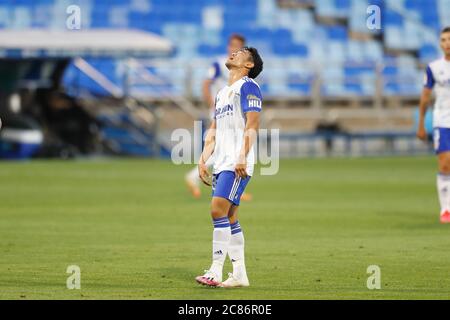 Zaragoza, Spanien. Juli 2020. Shinji Kagawa (Zaragoza) Fußball: Kagawa regretta fter verpassen während des spanischen 'La Liga SmartBank'-Spiels zwischen Real Zaragoza 2-1 SD Ponferadina im Estadio de La Romareda in Zaragoza, Spanien erschossen. Quelle: Mutsu Kawamori/AFLO/Alamy Live News Stockfoto