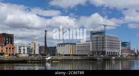 Bauarbeiten an der Ronan Group/Colony Capital Waterfront South Central Entwicklung am North Quay des Liffey. Stockfoto