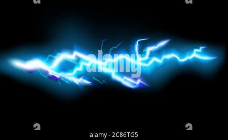 Blitze, isoliert auf transparentem Hintergrund. Gewitter elektrische Schraube, Vektor-Illustration in realistischem Stil Stock Vektor