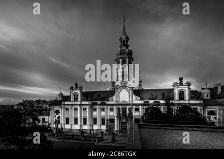 Schwarz und weiß eine Ansicht der Prager Loreta des alten Prag, Tschechische Republik Stockfoto