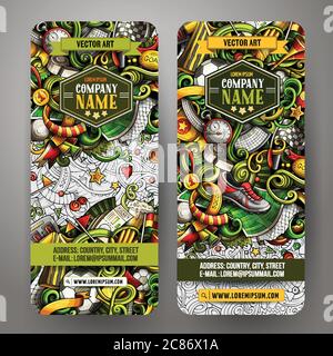Cartoon Vektor Doodles Fußball horizontale Banner Stock Vektor