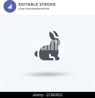 Kaninchen-Symbolvektor, gefülltes flaches Zeichen, solides Piktogramm isoliert auf Weiß, Logo-Illustration. Kaninchen-Symbol für Präsentation. Stock Vektor
