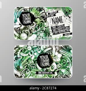 Cartoon Grafik Aquarell Vektor Hand gezeichnet Kritzeleien Fußball id-Karten Design Stock Vektor