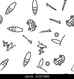 Surfboard Vektor Nahtloses Muster Stock Vektor