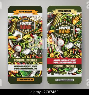 Cartoon Vektor Doodles Fußball vertikale Banner Stock Vektor