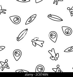 Surfboard Vektor Nahtloses Muster Stock Vektor