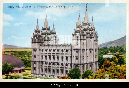 Salt Lake Temple of the Mormons, Salt Lake City, Utah, USA - fertiggestellt im Jahr 1893. Stockfoto