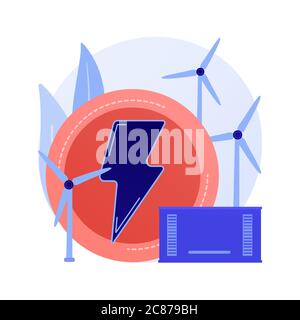 Windpark mit Windmühlen Vektor-Konzept Metapher. Stock Vektor