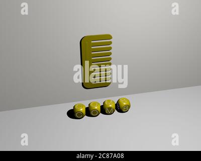 3D-Illustration von KAMM Grafiken und Text von metallischen Würfel Buchstaben für die damit verbundenen Bedeutungen des Konzepts und Präsentationen. Hintergrund und Haare Stockfoto