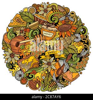 Cartoon Vektor Doodles Honig Illustration Stock Vektor