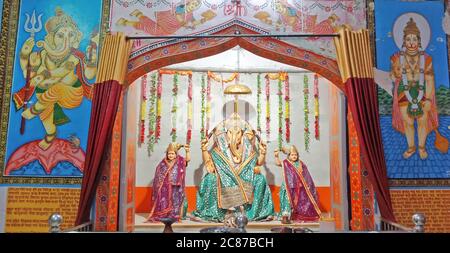 Beawar, Indien. Juli 2020. Idol von Herrn Ganesha (Elefantenkopf Hindu Gott) an einem Tempel anlässlich von Somvati Amavasya inmitten des heiligen Monats von Shravan, in Beawar. (Foto von Sumit Saraswat/Pacific Press) Quelle: Pacific Press Agency/Alamy Live News Stockfoto