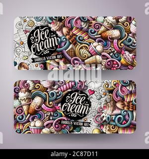 Cartoon Vektor Doodles Eis Banner Stock Vektor