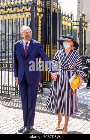 Brüssel, Belgien. Juli 2020. Prinzessin Astrid und Prinz Lorenz von Belgien am Paleizenplein in Brussel, am 21. Juli 2020, um an der feierlichen Feier anlässlich des Nationaltages von Belgien teilzunehmen.Quelle: Albert Nieboer/ Netherlands OUT/Point de Vue OUT  /dpa/Alamy Live News Stockfoto