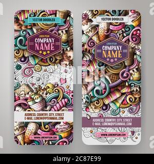 Cartoon Vektor Doodles Eis Banner Stock Vektor