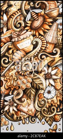 Honig handgezeichnete Doodle Banner. Cartoon detaillierter Flyer. Stock Vektor