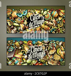 Cartoon Vektor doodles Lateinamerika horizontale Banner Stock Vektor