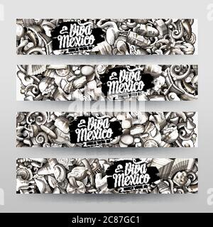 Cartoon Grafik Vektor Hand gezeichnet Doodles Lateinamerika Banner Design. Stock Vektor