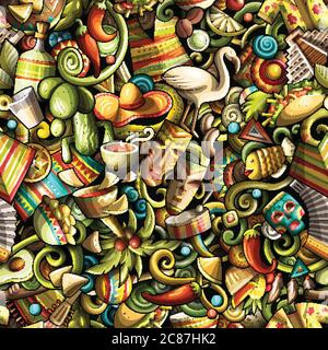 Cartoon niedliche Kritzeleien Lateinamerika nahtlose Muster Stock Vektor