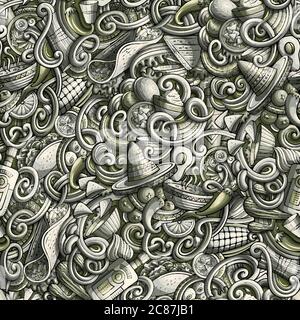 Cartoon mexikanische Lebensmittel doodles nahtlose Muster Stock Vektor