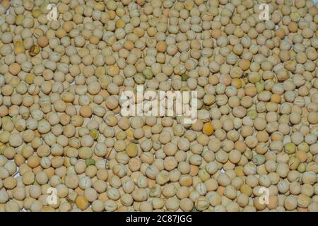 Weiße Trockene Erbsen Matar Samen Hintergrundbild. Stockfoto