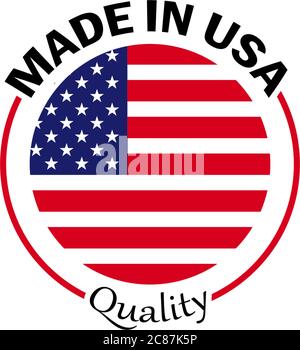 Hergestellt in den USA, amerikanische Flagge Symbol Logo Vektor Vorlage Stock Vektor
