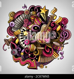 Cartoon niedlichen Kritzeleien Musik Illustration Stock Vektor