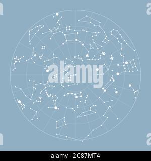 Sternkarten-Vektordarstellung. Karte der Sternbilder. System Stern Solar Grafik vintage Astronomie Planeten Poster Banner Stock Vektor