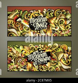 Cartoon Vektor doodles mexikanische Lebensmittel horizontale Banner Stock Vektor