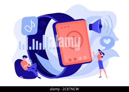 Smartwatch Player Konzept Vektor Illustration. Stock Vektor