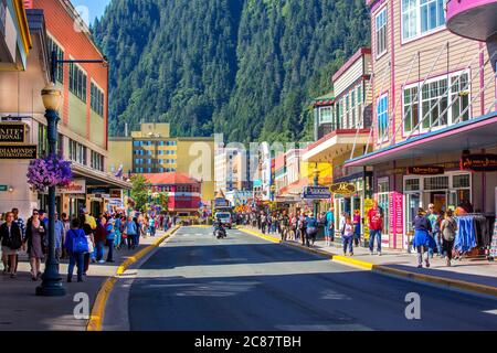 Franklin Street, Juneau, Alaska, Geschäfte in juneau, Touristen, alska, usa, Stockfoto