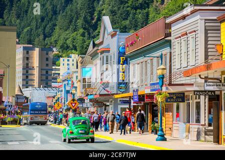 Franklin Street, Juneau, Alaska, Geschäfte in juneau, Touristen, alska, usa, Stockfoto