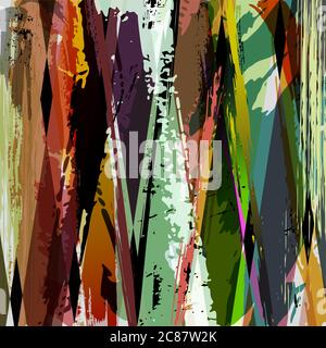 Abstrakte Hintergrundkomposition, mit Striche, Spritzern und geometrischen Linien, Raute Stock Vektor