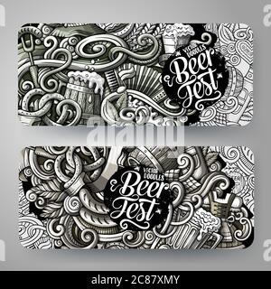 Cartoon-Grafik monochrome Vektor Hand gezeichnet Kritzeleien Oktoberfest Corporate Identity Stock Vektor