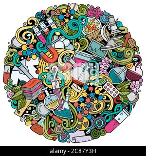 Wissenschaft handgezeichnete Vektor-Doodles Illustration. Posterdesign. Stock Vektor