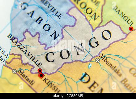 Geographische Karte des Kongo Stockfoto