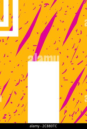 Vorlage für Vektormockup-Vorlage für Poster. Handgezeichnete rosa und gelbe Illustration Hintergrund, dekorative Elemente Design-Katalog Stock Vektor