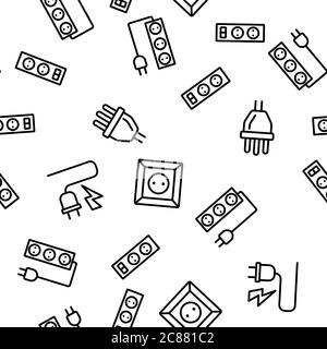 Elektrische Steckdose Vektor Nahtloses Muster Stock Vektor