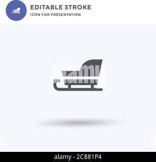Schlitten Symbol Vektor, gefüllt flache Zeichen, solide Piktogramm isoliert auf weiß, Logo-Illustration. Schlittensymbol für die Präsentation. Stock Vektor