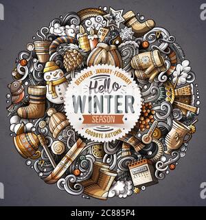 Cartoon Vektor Kritzeleien Winter Illustration Stock Vektor