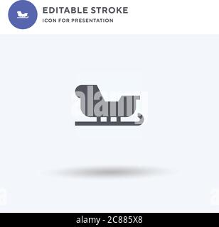 Schlitten Symbol Vektor, gefüllt flache Zeichen, solide Piktogramm isoliert auf weiß, Logo-Illustration. Schlittensymbol für die Präsentation. Stock Vektor