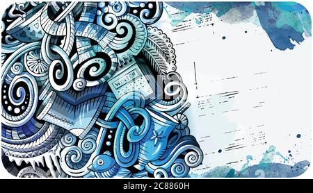 Winter handgezeichnetes Doodle Banner. Cartoon detaillierter Flyer. Stock Vektor