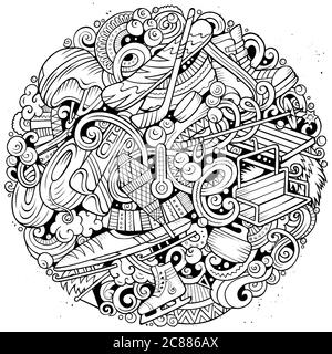 Winter Sports handgezeichnete Vektor-Kritzeleien Illustration. Skisplakat-Design. Stock Vektor