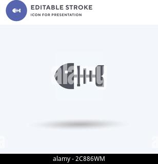 Fisch Knochen Icon Vektor, gefüllt flache Zeichen, solide Piktogramm isoliert auf weiß, Logo-Illustration. Fischknochen-Symbol für die Präsentation. Stock Vektor