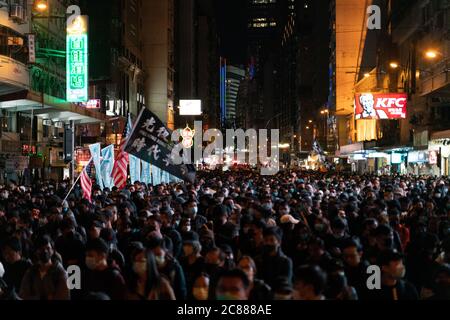 Hongkong-11.08.2019:die Volksversammlung für die Verteidigung ihrer Freiheiten und Rechte Stockfoto